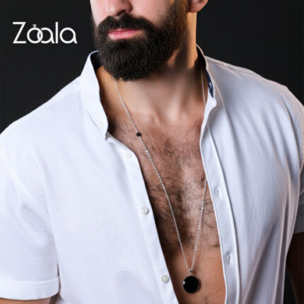 Onyx pendant & handmade silver chain