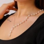 Circle baroque pearls in a handmade elegant silver chain