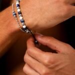 Lapis Lazuli white shells and hematite stones bracelet set